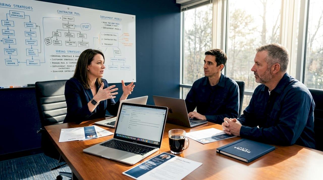 Recruiter meeting contractors about hiring models