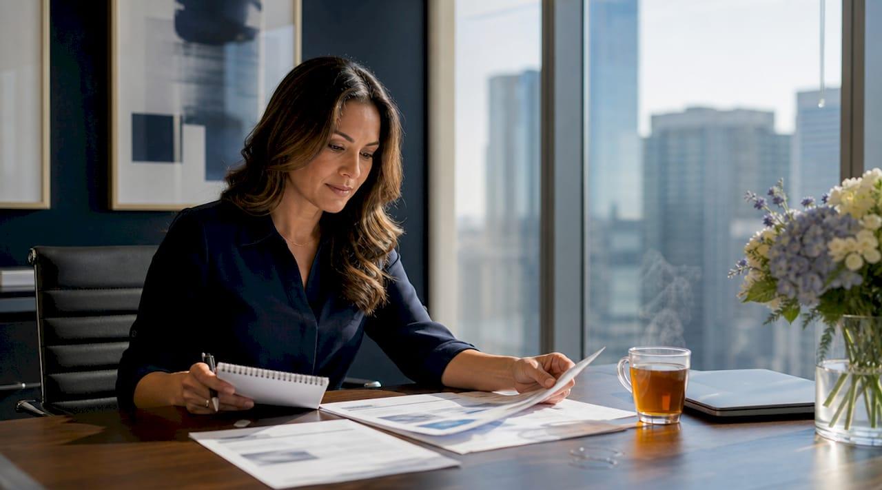 HR manager reviewing HVAC staffing paperwork