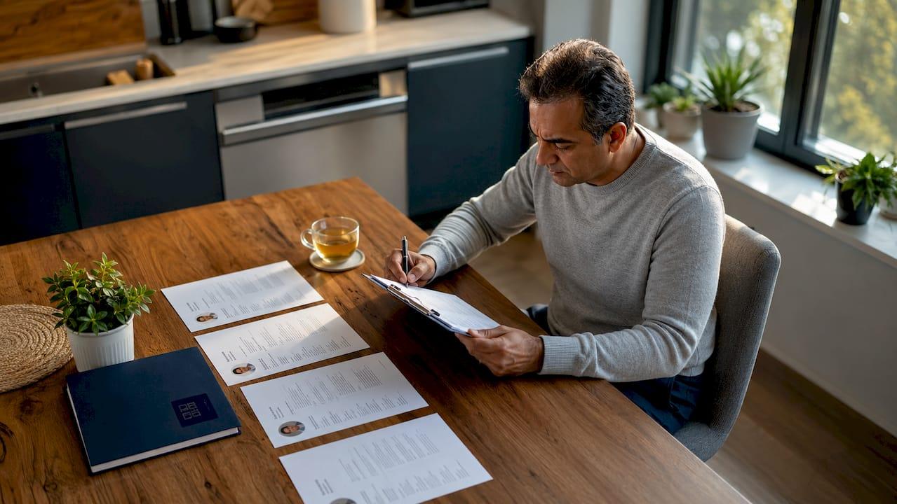 HVAC recruiter reviewing candidate resumes