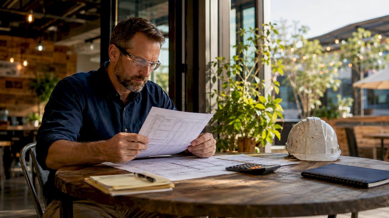 Project manager reviewing mechanical staffing documents