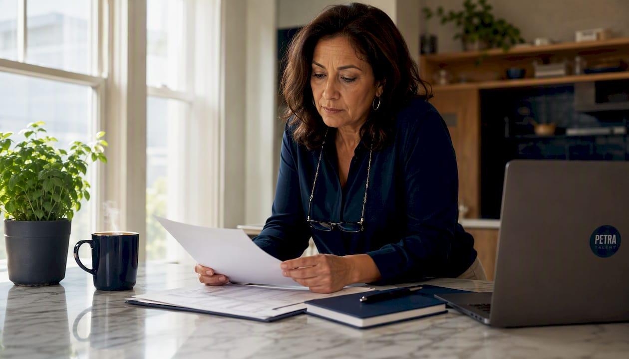 Woman contractor reviewing compliance documents