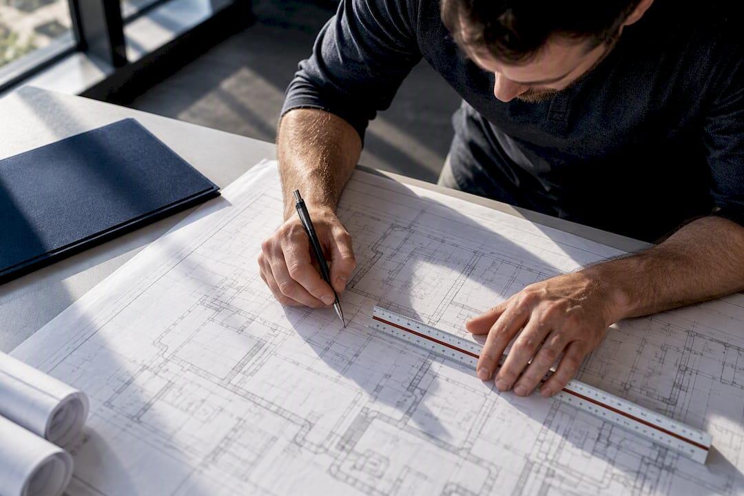 HVAC estimator reviewing a mechanical takeoff