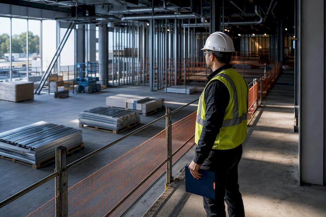 Competent person surveying a mobilized worksite